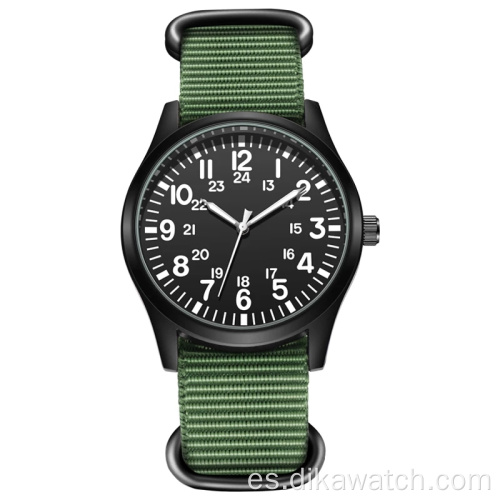 Casual Air Force Hombres Piloto Relojes Correa de nailon Reloj deportivo al aire libre Reloj de pulsera de cuarzo con pantalla 24H Relogio Masculino